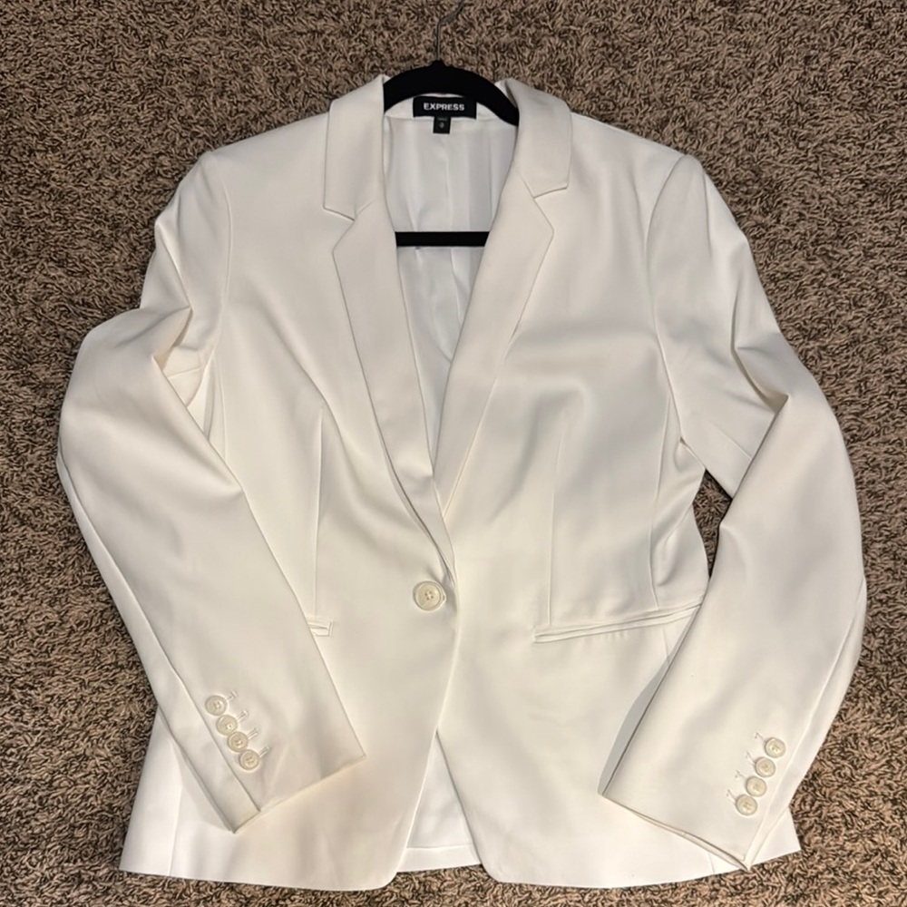Express White Blazer Structured Silhouette Classic Lapel